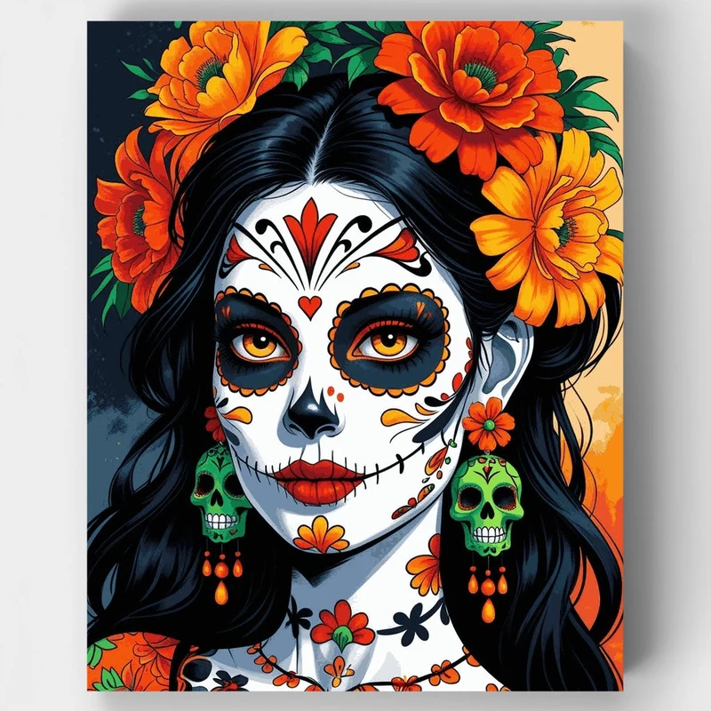 Day of the Dead Marigold Crown Beauty - Paint by Numbers Kit