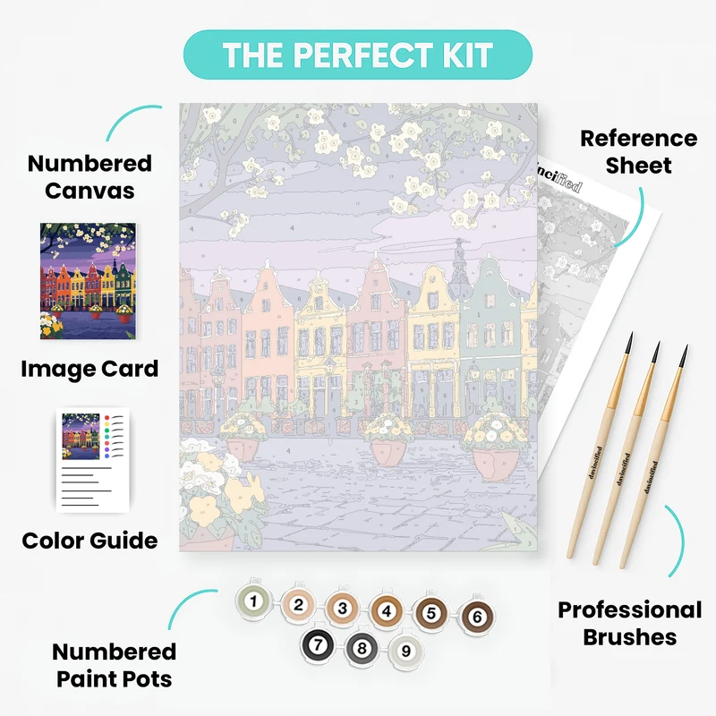 European Village Evening - Paint by Numbers Kit