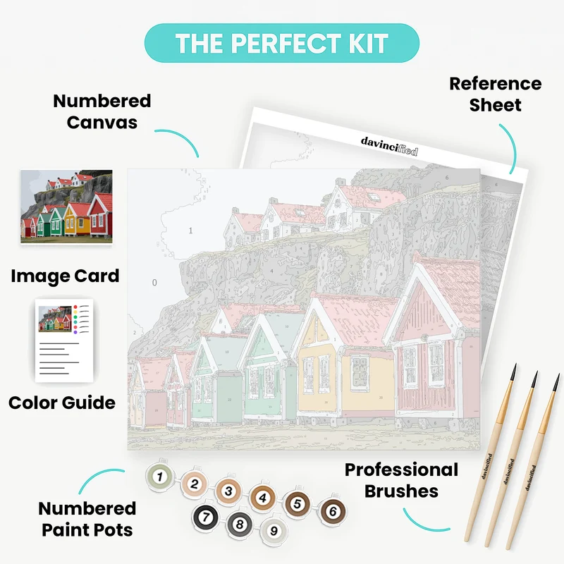 Colorful Coastal Houses - Paint by Numbers Kit