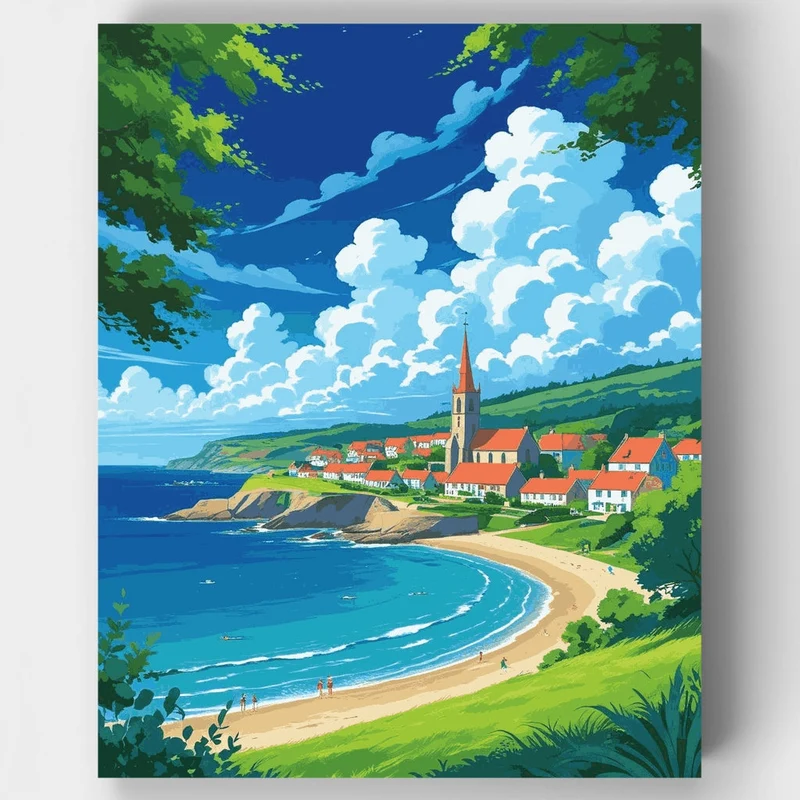 Coastal Village Church - Paint by Numbers Kit