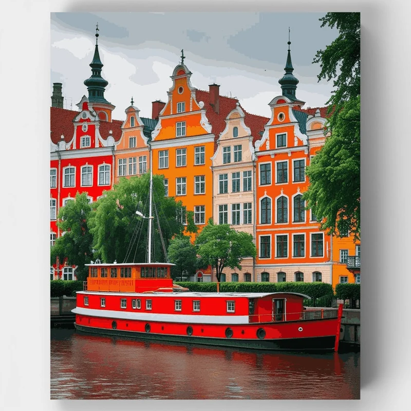 Colorful European Canal Houses - Paint by Numbers Kit