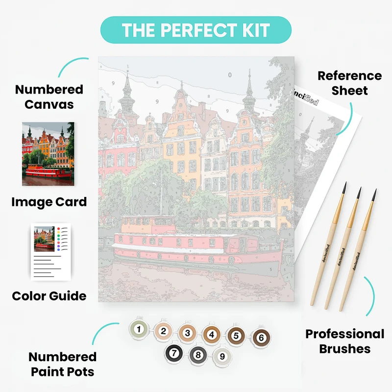 Colorful European Canal Houses - Paint by Numbers Kit