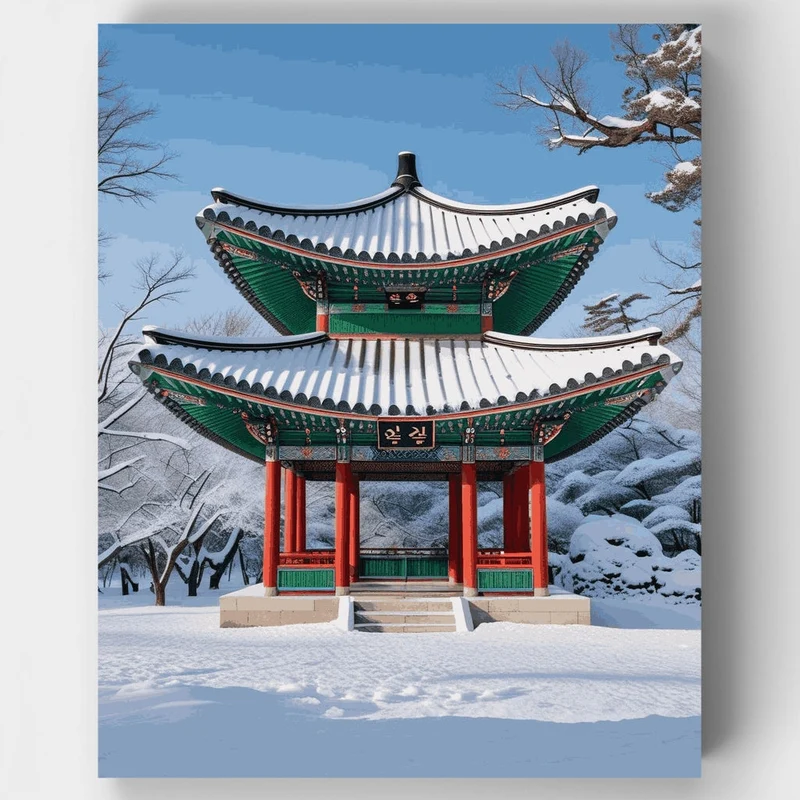 Korean Winter Pavilion - Paint by Numbers Kit
