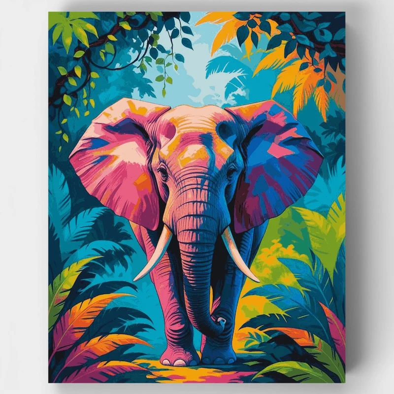 Vibrant Jungle Elephant - Paint by Numbers Kit