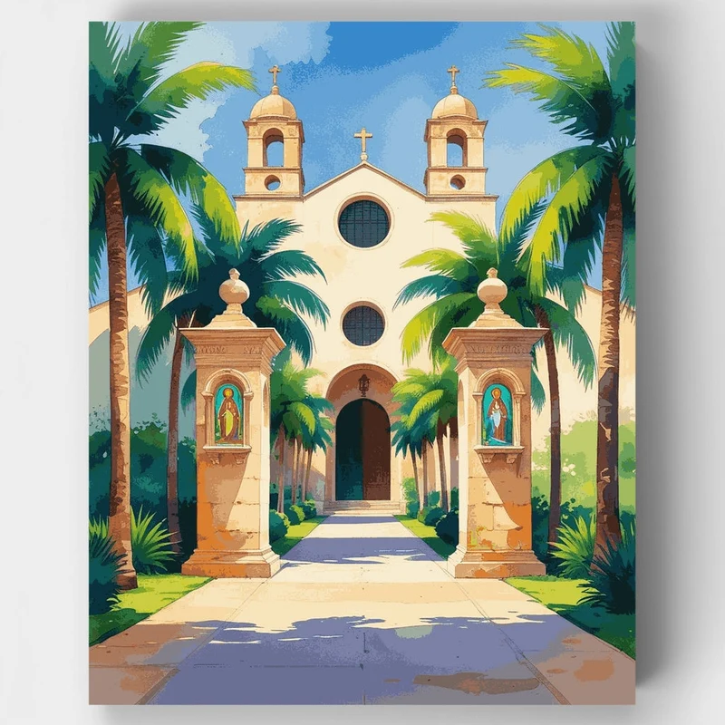 Spanish Mission Church - Paint by Numbers Kit