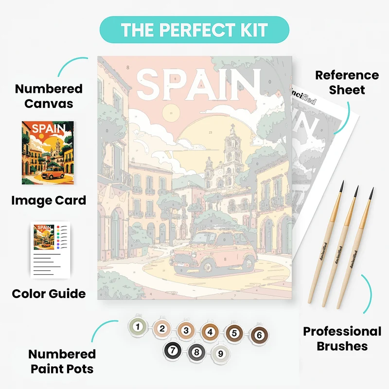 Spanish Village Square - Paint by Numbers Kit