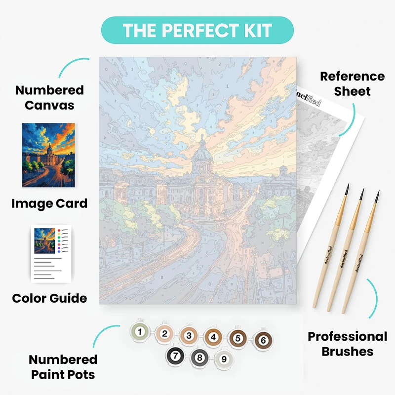 Majestic Domed Capitol at Sunset - Paint by Numbers Kit