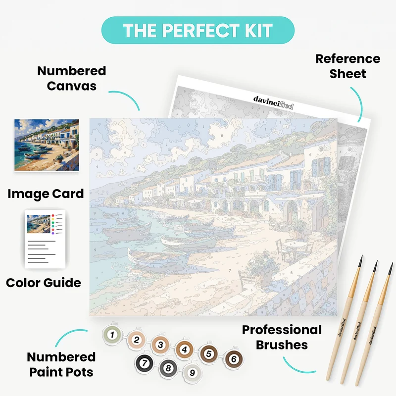 Mediterranean Harbor Village - Paint by Numbers Kit