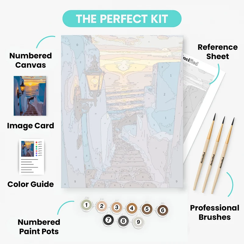 Greek Island Sunset Pathway - Paint by Numbers Kit