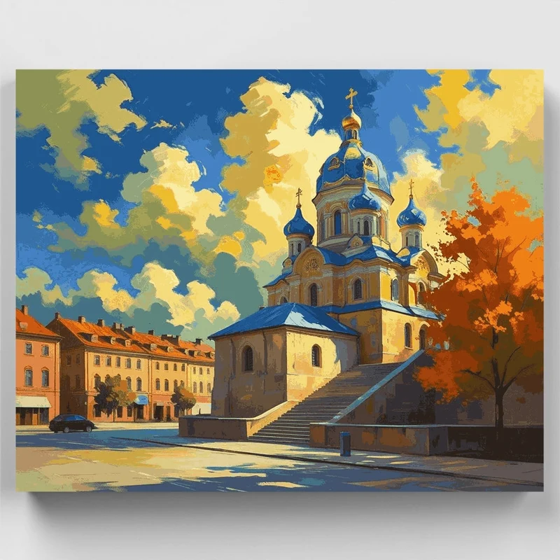 Ukrainian Orthodox Church Square - Paint by Numbers Kit