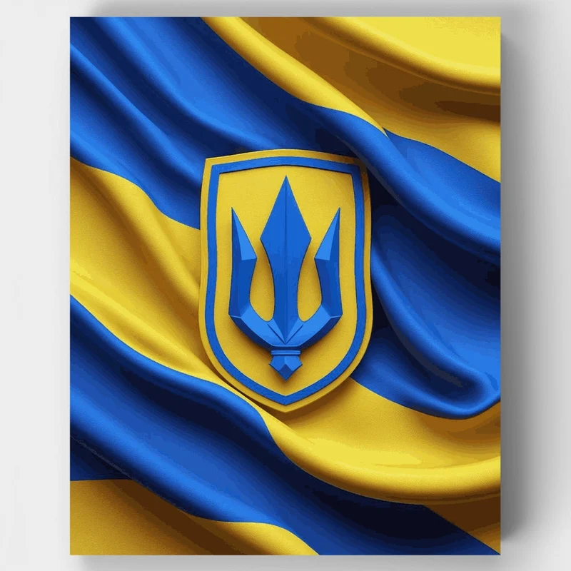 Ukraine Flag with Trident - Paint by Numbers Kit