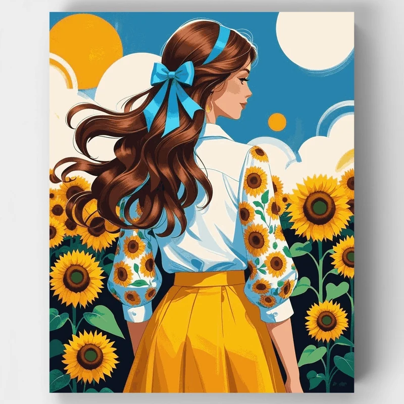 Sunflower Field Girl - Paint by Numbers Kit