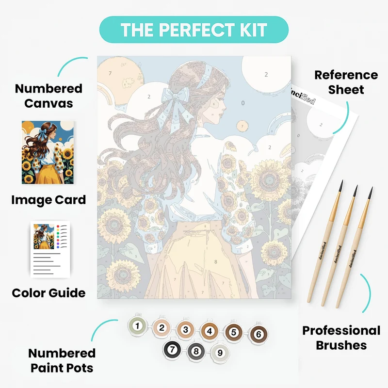 Sunflower Field Girl - Paint by Numbers Kit