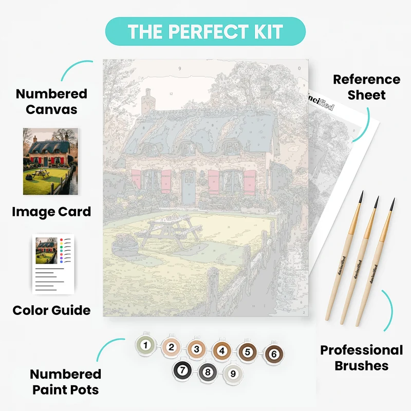 English Cottage by the Canal - Paint by Numbers Kit