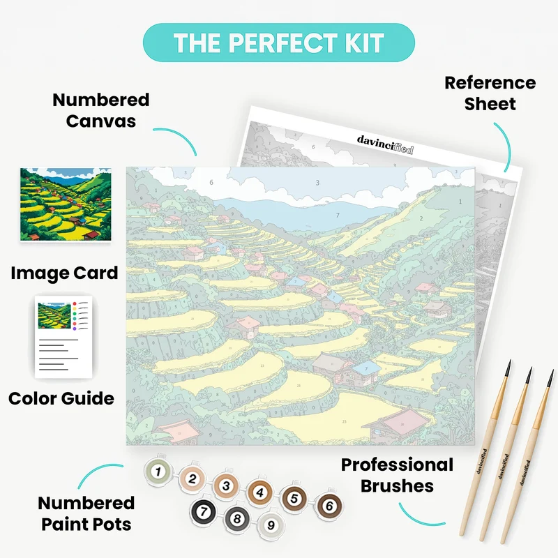 Terraced Rice Fields Village - Paint by Numbers Kit