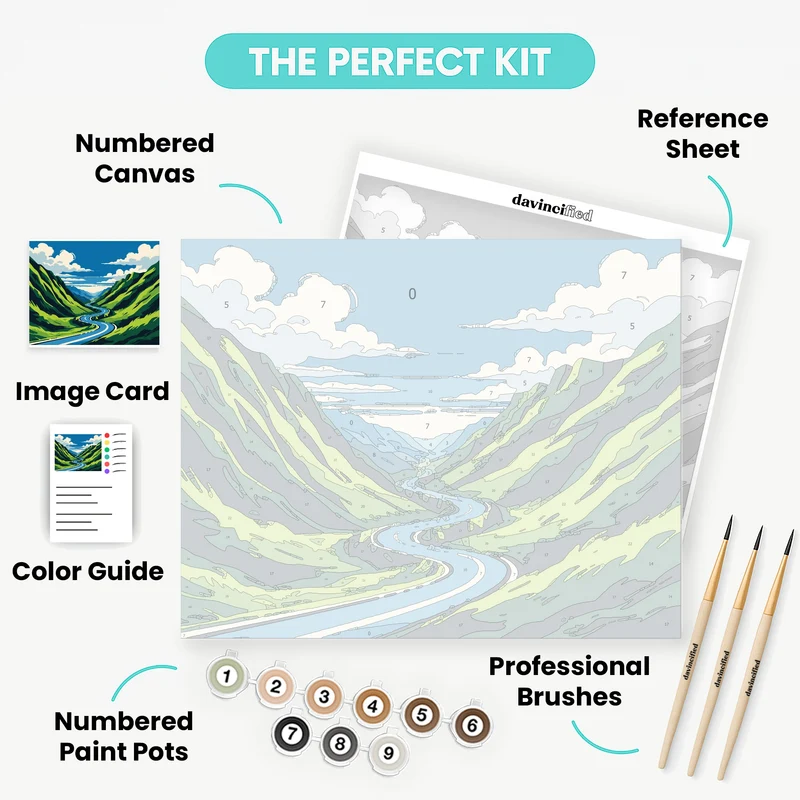 Mountain Valley River - Paint by Numbers Kit