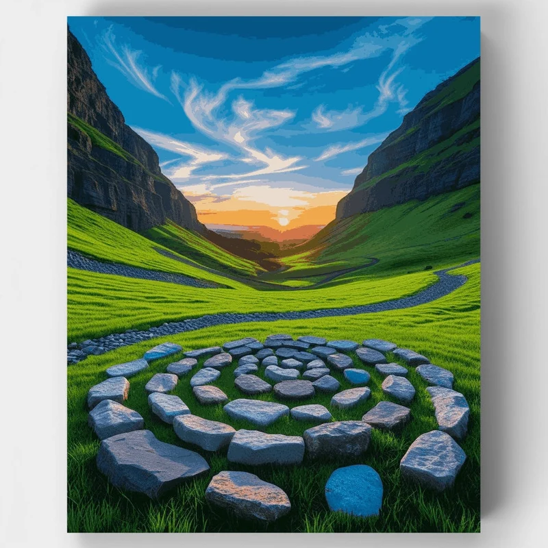 Scottish Highland Stone Circle at Sunset - Paint by Numbers Kit
