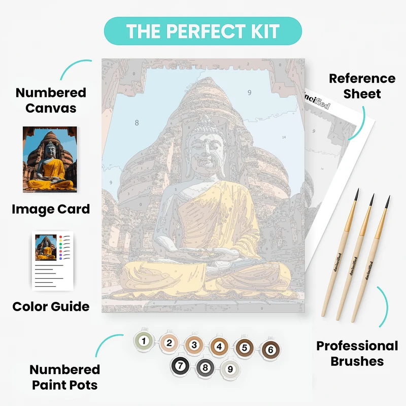 Buddha Statue in Ancient Temple - Paint by Numbers Kit