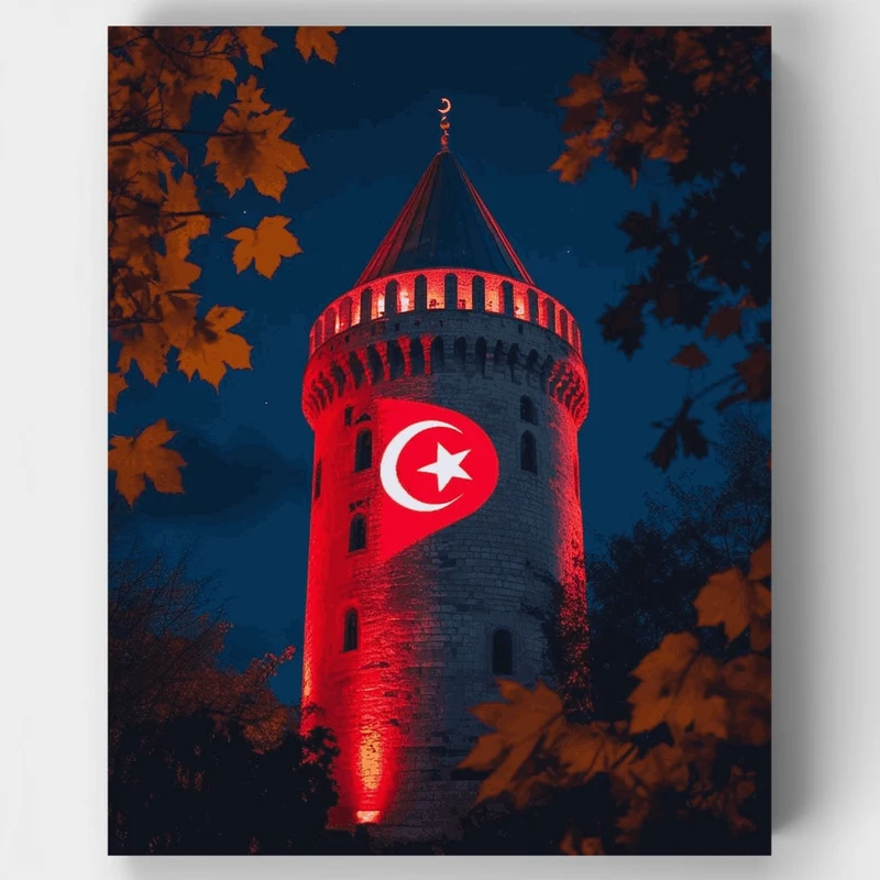 Galata Tower at Night - Paint by Numbers Kit