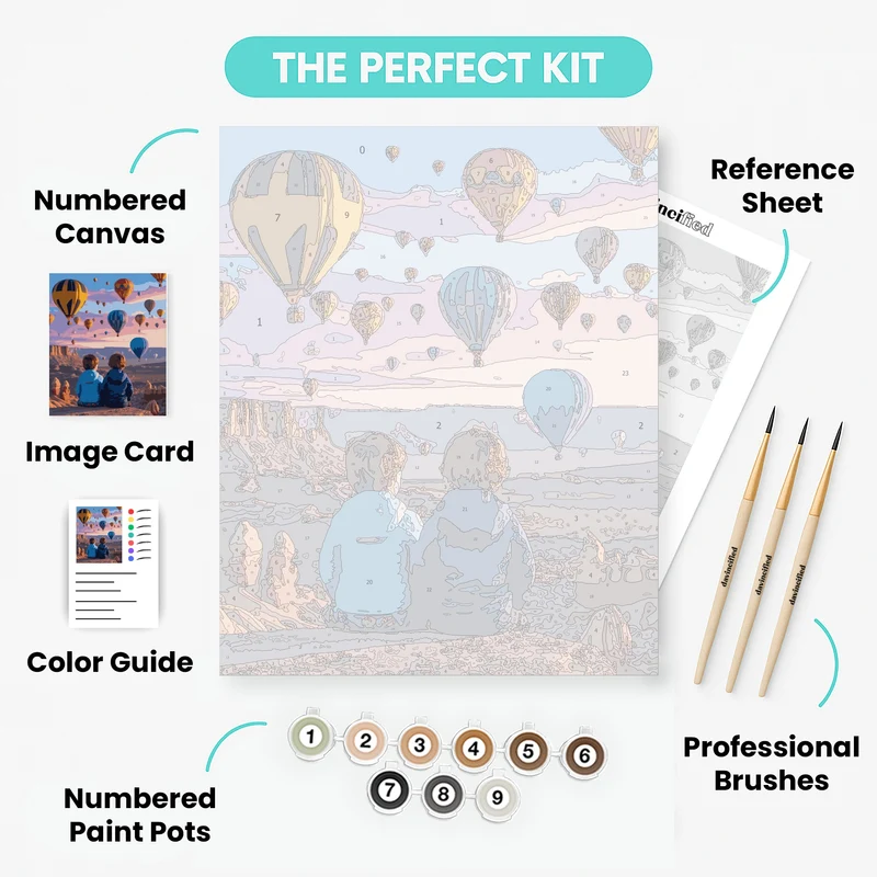 Hot Air Balloons Over Desert Canyon - Paint by Numbers Kit