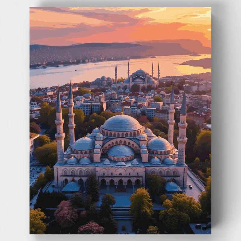 Blue Mosque Istanbul Sunset - Paint by Numbers Kit