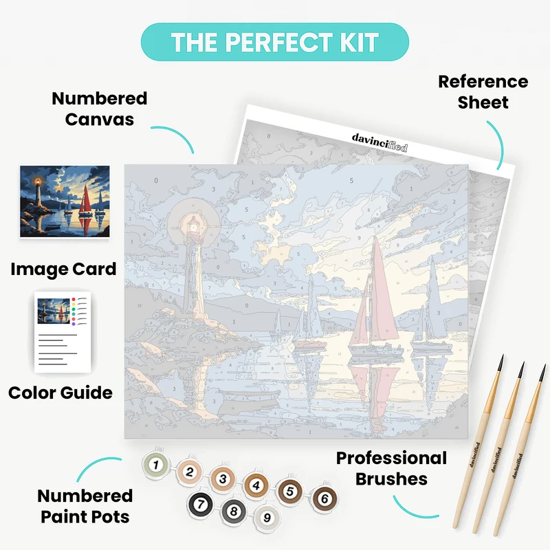 Lighthouse Harbor Sailing - Paint by Numbers Kit
