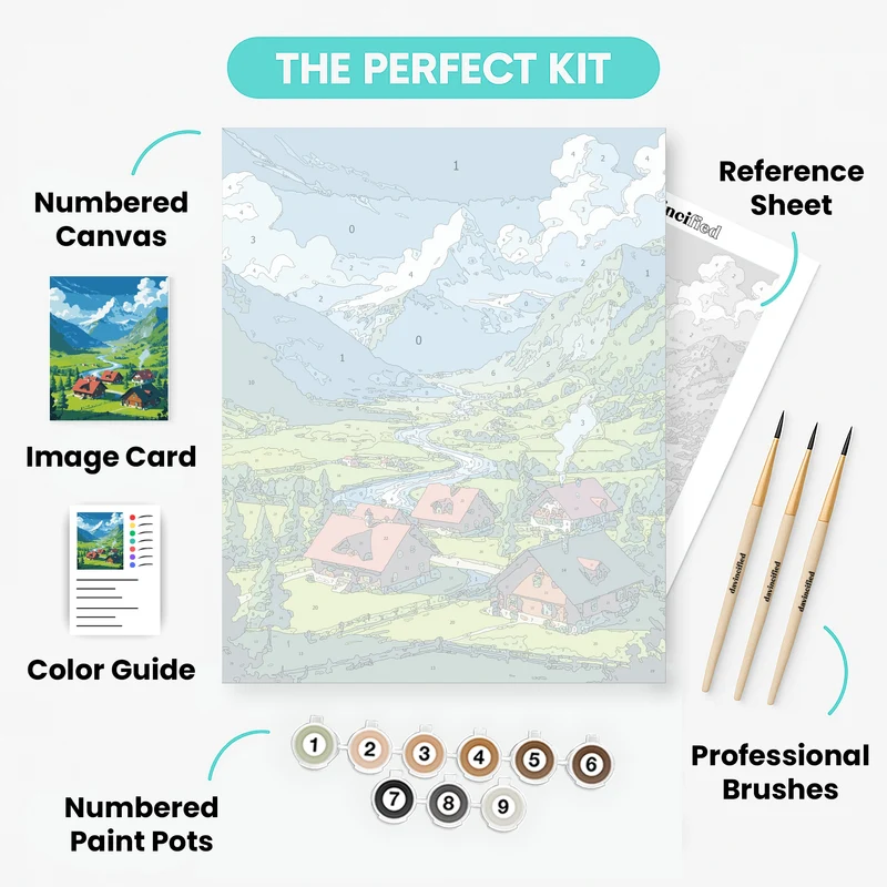 Swiss Alpine Village - Paint by Numbers Kit