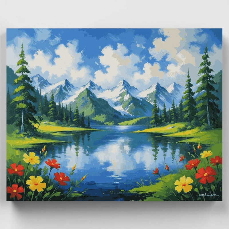 Alpine Lake Serenity - Paint by Numbers Kit