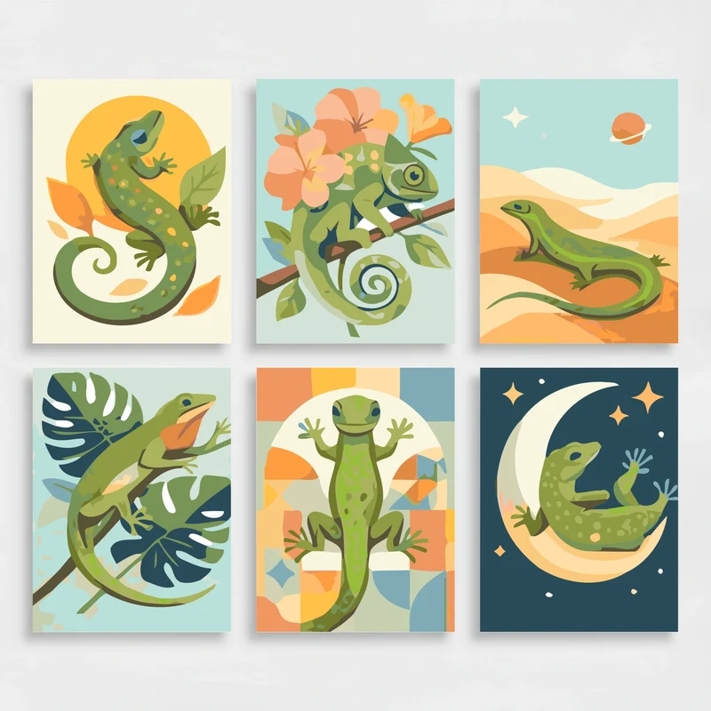 Lizards - Mini Paint by Numbers Set