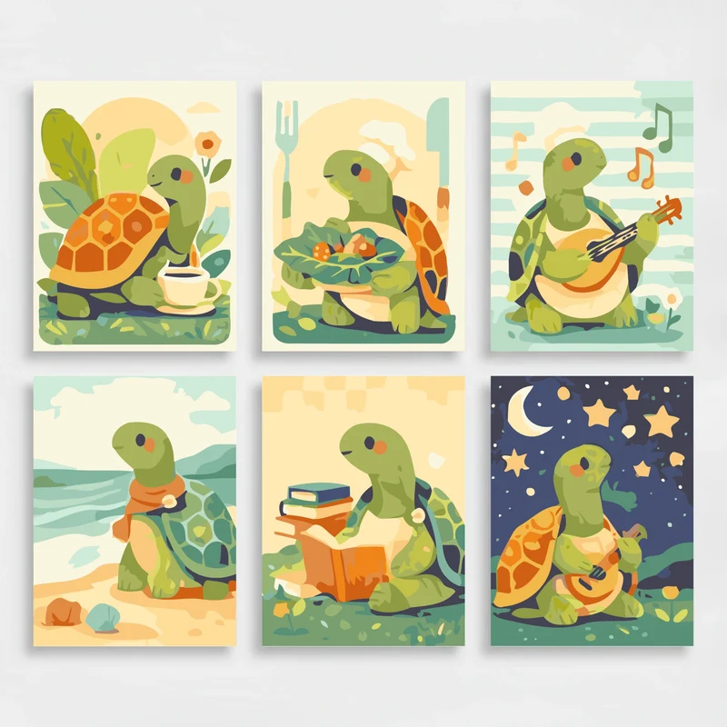 Tortoise Adventures - Mini Paint by Numbers Set