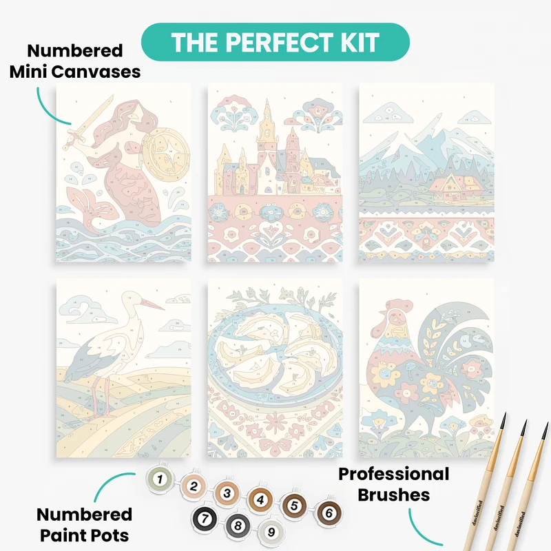 Polish Folk Art - Mini Paint by Numbers Set