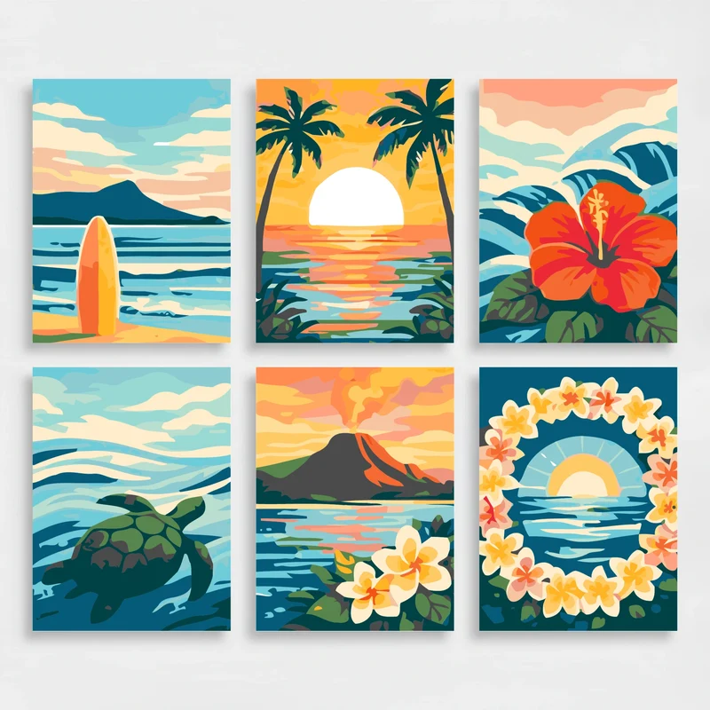 Hawaiian Seascapes - Mini Paint by Numbers Set