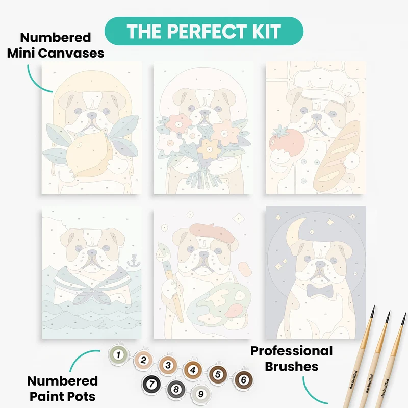 Bulldogs - Mini Paint by Numbers Set
