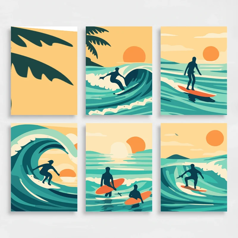 Surfing - Mini Paint by Numbers Set
