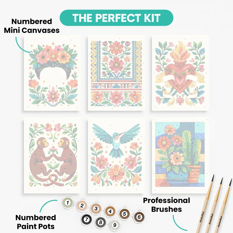 Mexican Folk Art - Mini Paint by Numbers Set