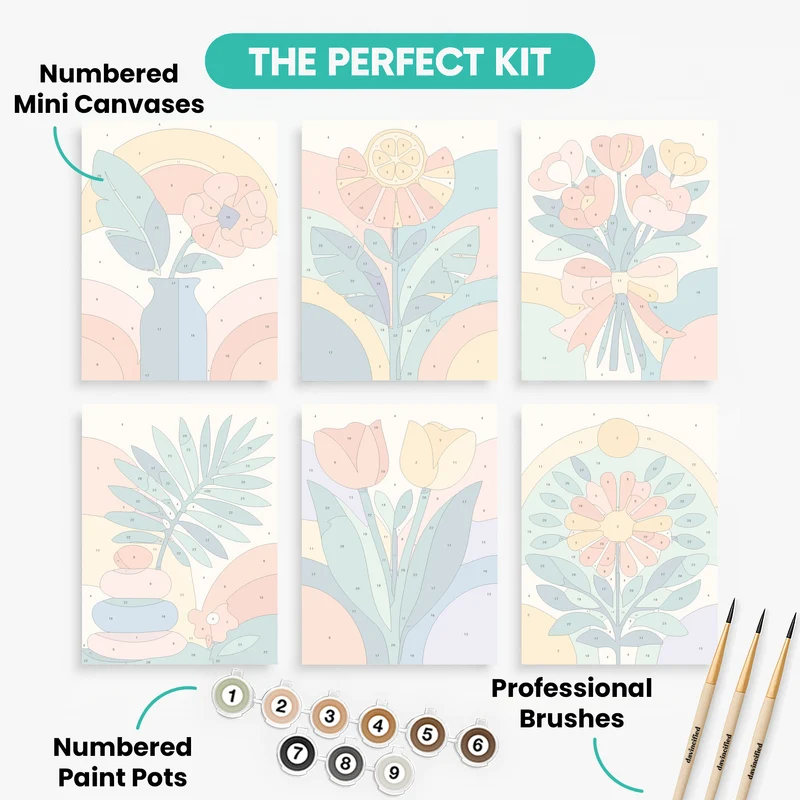 Colourful Floral - Mini Paint by Numbers Set