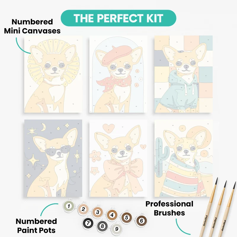 Chihuahuas - Mini Paint by Numbers Set