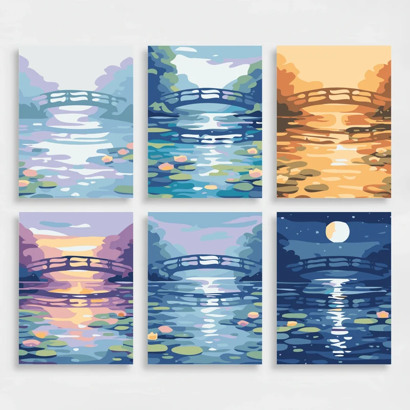 Monet's Bridge - Mini Paint by Numbers Set