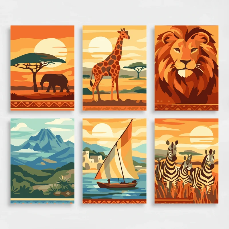African Safari - Mini Paint by Numbers Set