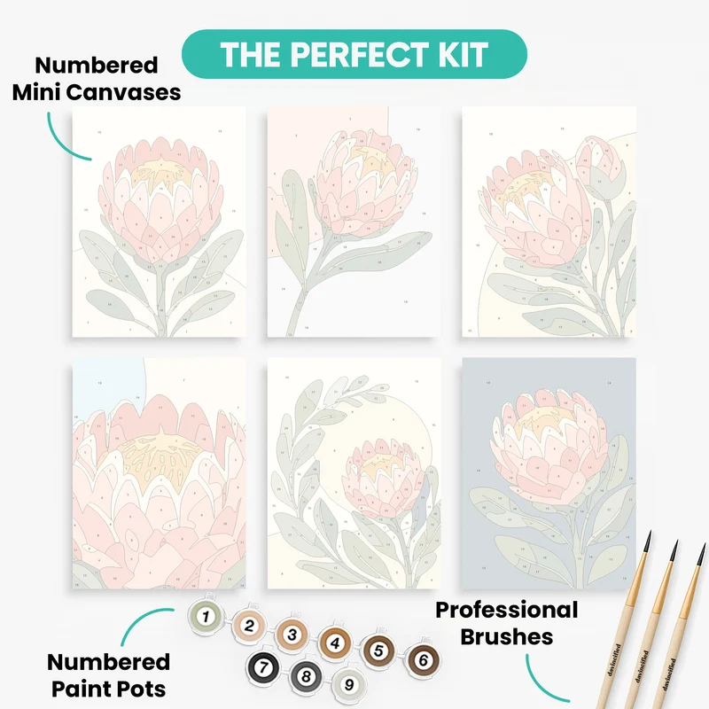 Protea Blooms - Mini Paint by Numbers Set