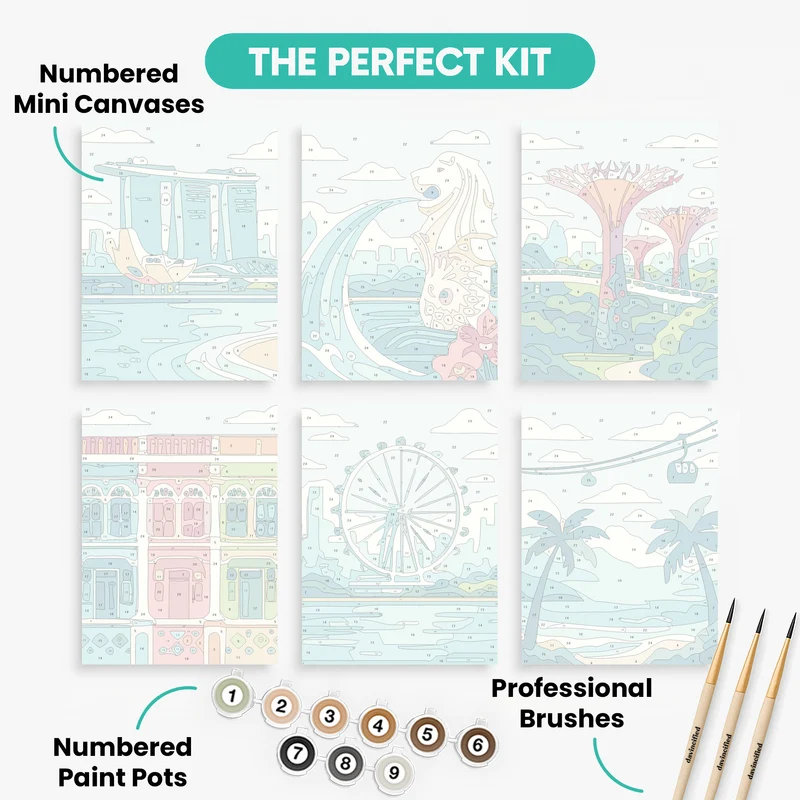 Singapore Landmarks - Mini Paint by Numbers Set
