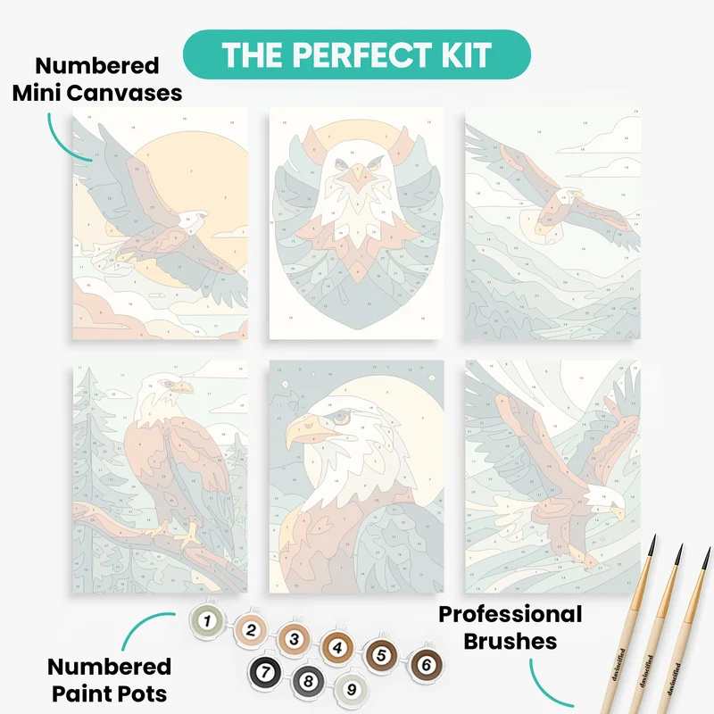 Majestic Eagles - Mini Paint by Numbers Set