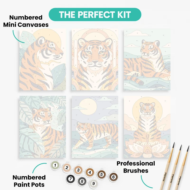 Tigers - Mini Paint by Numbers Set
