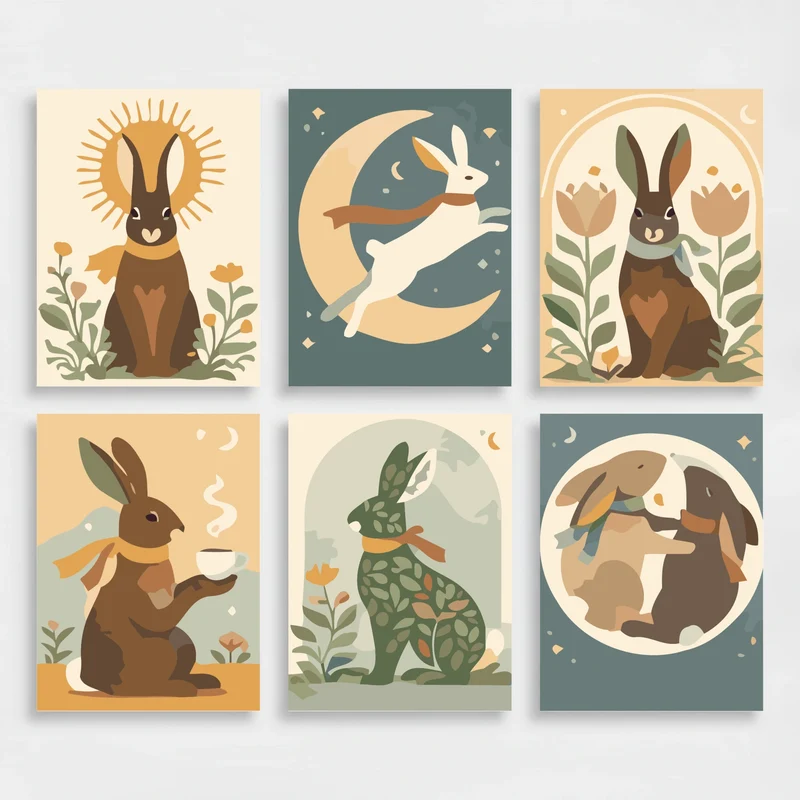 Celestial Hares - Mini Paint by Numbers Set