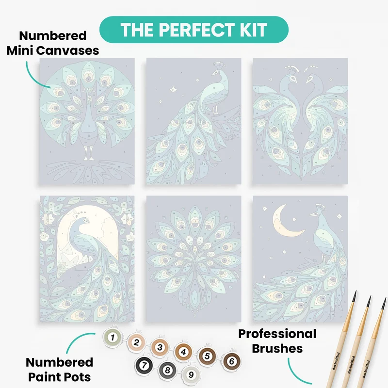 Peacocks - Mini Paint by Numbers Set