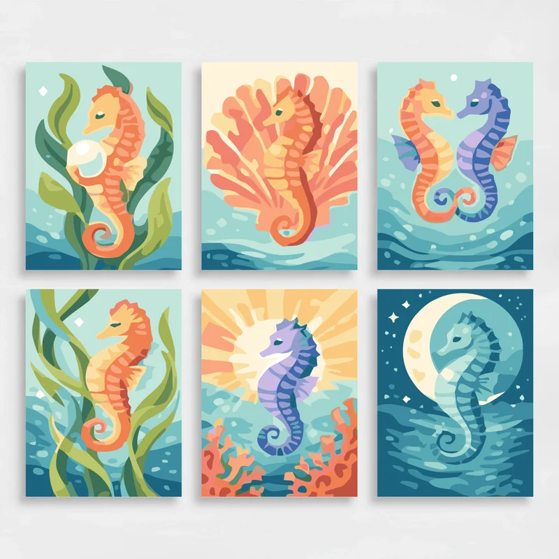 Seahorses - Mini Paint by Numbers Set