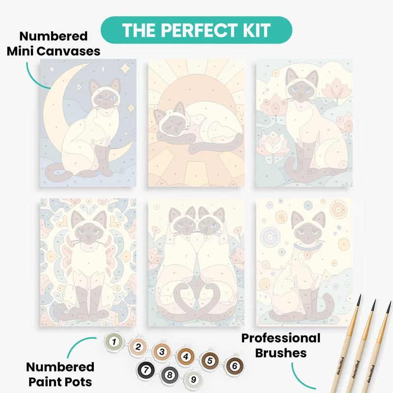 Siamese Cats - Mini Paint by Numbers Set
