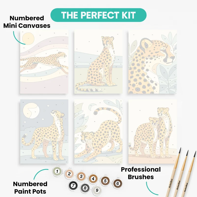 Cheetahs - Mini Paint by Numbers Set