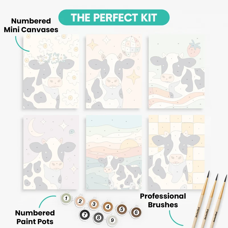 Adorable Cows - Mini Paint by Numbers Set