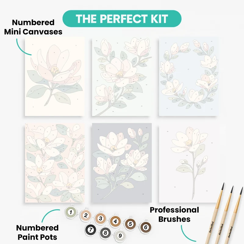 Magnolias - Mini Paint by Numbers Set